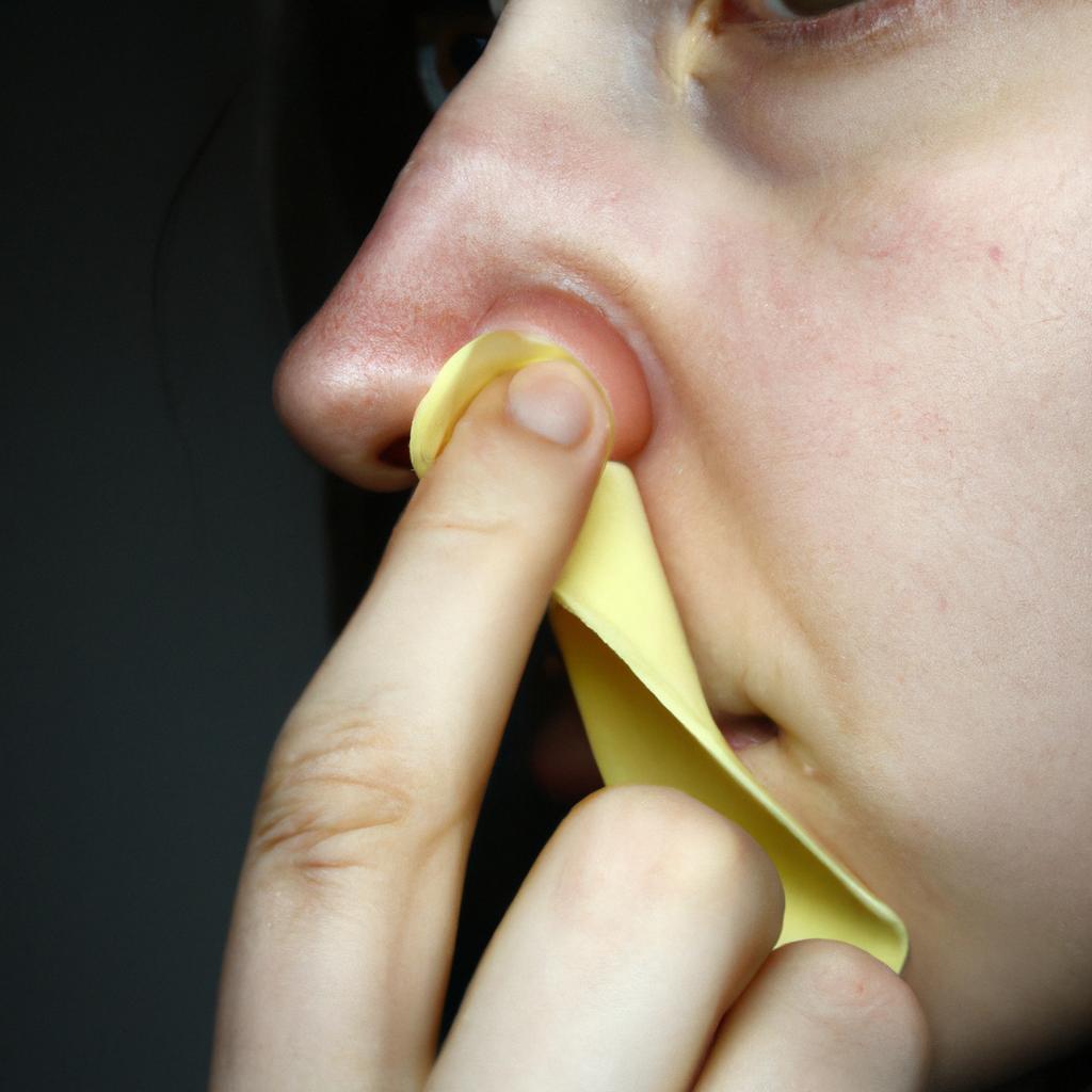 Person removing nasal packing
