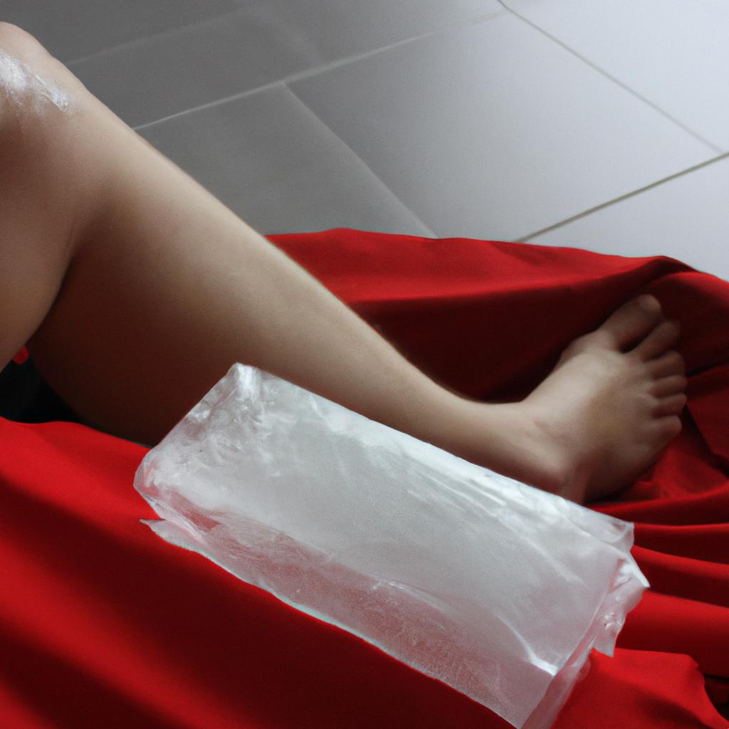 Person resting with ice pack