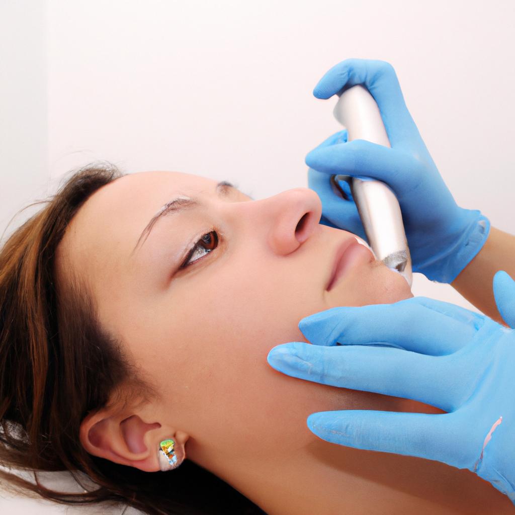 Person receiving non-surgical rhinoplasty